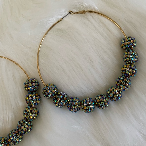 Shambala Oversize Beaded Hoops Earrings - Picture 3 of 5